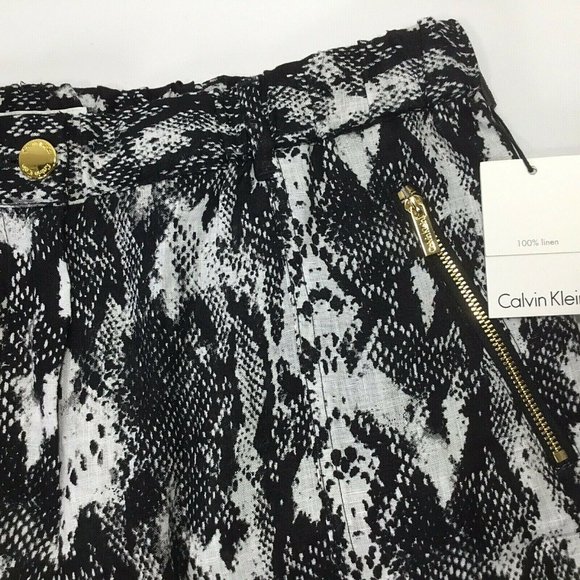 Calvin Klein Pants - Linen~NWT~Snakeskin Print~Crop~Cuffed~Adjustable~